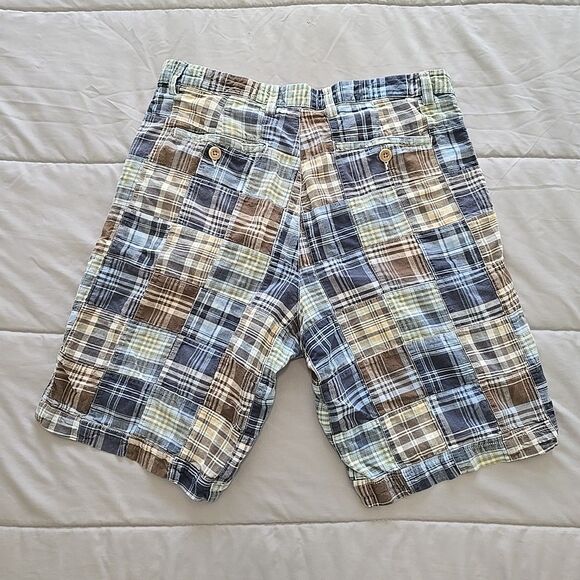 Casuals Roundtree & Yorke Mens 36 Plaid Patchwork Shorts Cotton Preppy Boho - Picture 2 of 8